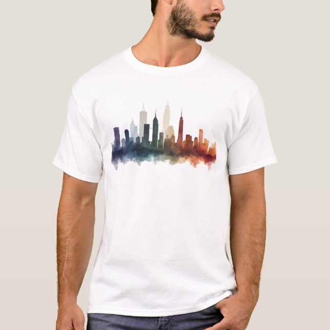 City drawing watercolor art T-Shirt (Front)