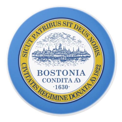 City Flag of Boston Massachusetts Ceramic Knob