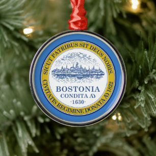 City Flag of Boston (Massachusetts) Ceramic Orname Metal Ornament