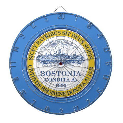 City Flag of Boston Massachusetts Dart Board