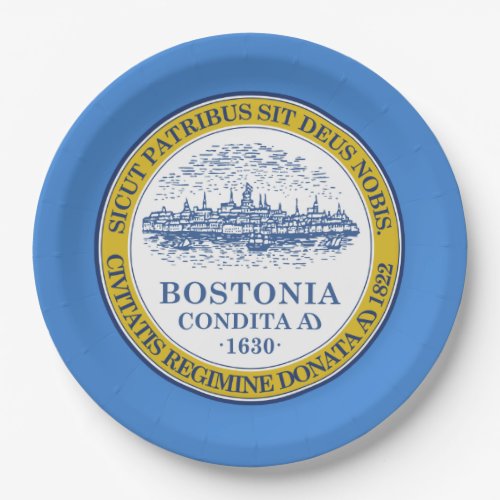 City Flag of Boston Massachusetts Paper Plates