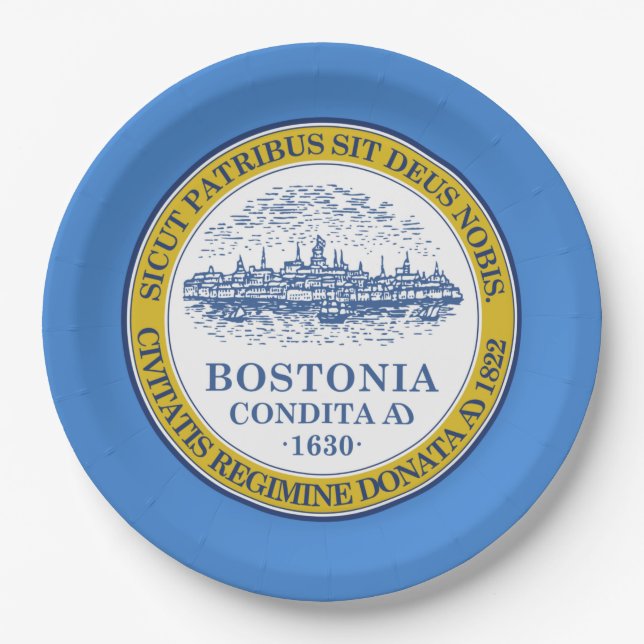 City Flag of Boston (Massachusetts) Paper Plates (Front)
