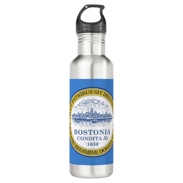 City Flag of Boston (Massachusetts) Stainless Steel Water Bottle (Front)