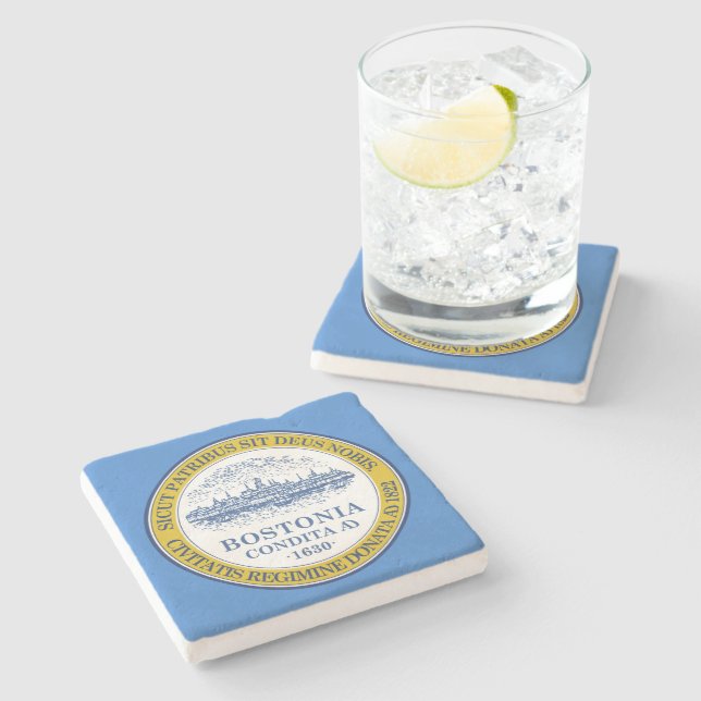 City Flag of Boston (Massachusetts) Stone Coaster (Side)