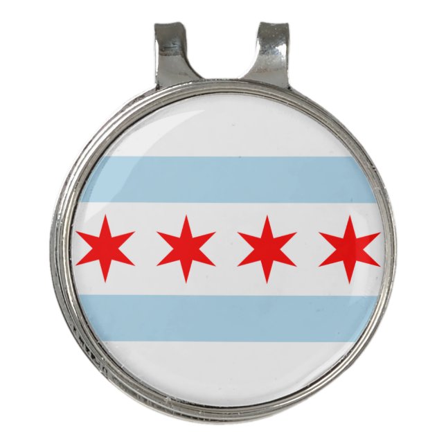 City Flag of Chicago Golf Hat Clip (Front)