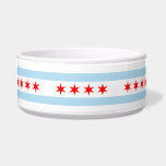 City Flag of Chicago (Illinois) Bowl<br><div class="desc">This design features the civil flag of Chicago, which consists of two light blue horizontal bars, or stripes, on a white background. The city of Chicago, is the most populous city in the U.S. state of Illinois, and one of the most populous cities in the entire United States; it is...</div>