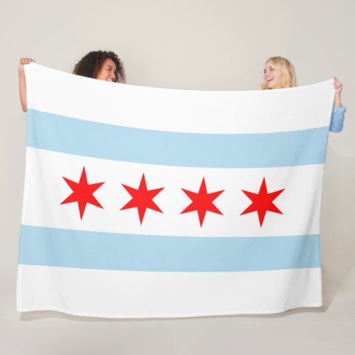 City Flag of Chicago Illinois Fleece Blanket