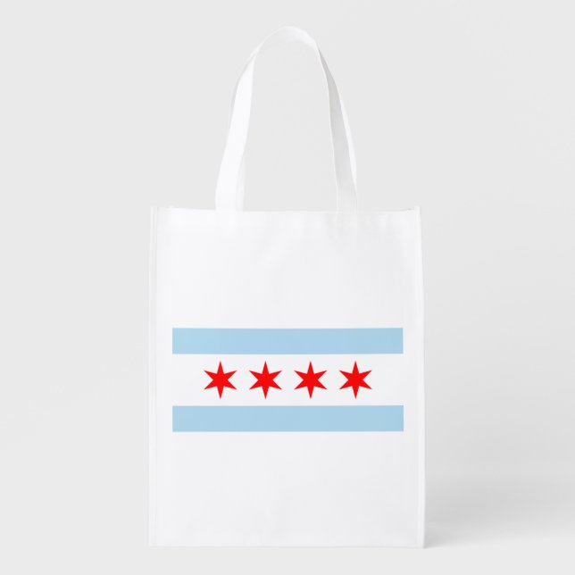 City Flag of Chicago (Illinois) Grocery Bag (Front)
