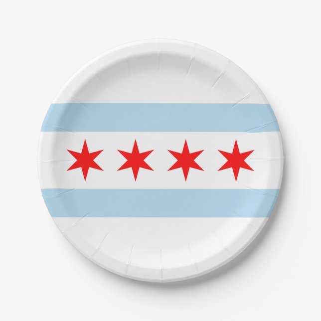 City Flag of Chicago (Illinois) Paper Plates (Front)