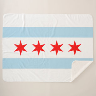 City Flag of Chicago (Illinois) Sherpa Blanket