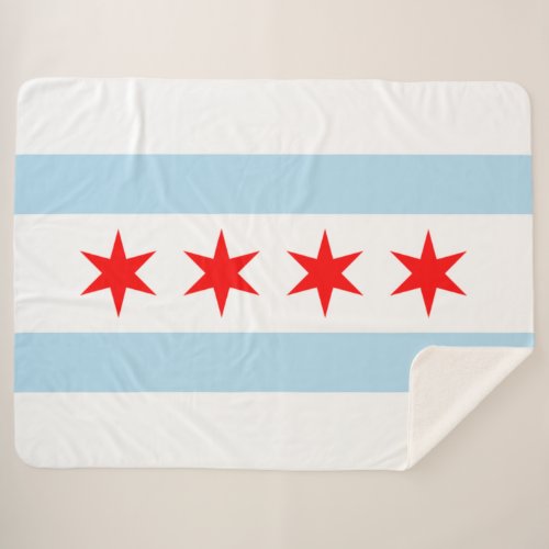 City Flag of Chicago Illinois Sherpa Blanket