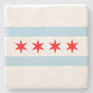 City Flag of Chicago (Illinois) Stone Coaster