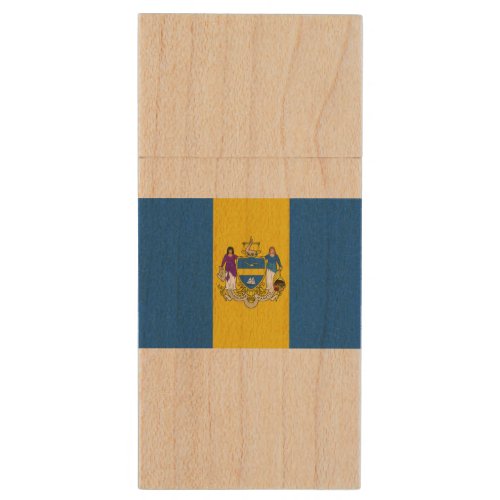 City Flag of Philadelphia Pennsylvania Wood Flash Drive