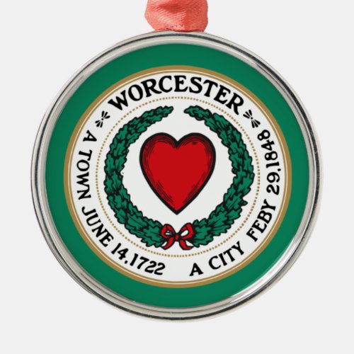 City Flag of Worcester Massachusetts Ceramic Orn Metal Ornament