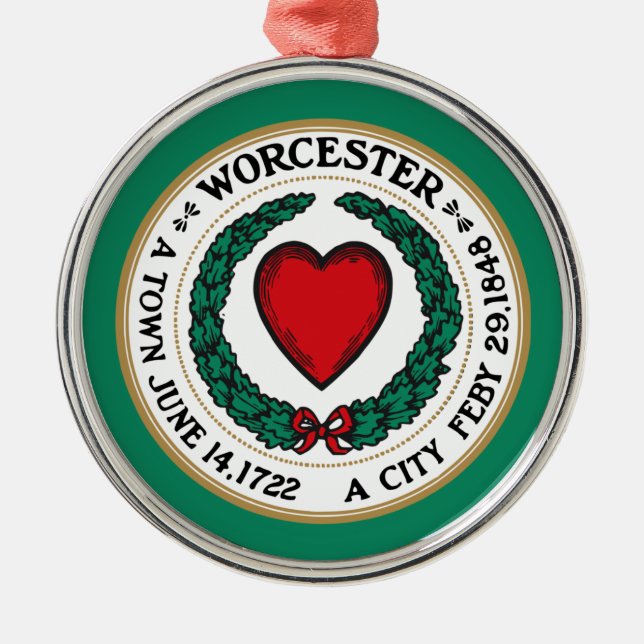 City Flag of Worcester (Massachusetts) Ceramic Orn Metal Ornament (Front)