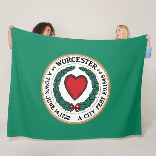 City Flag of Worcester Massachusetts Fleece Blanket