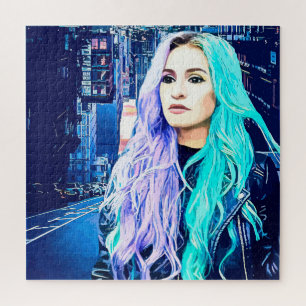 City Girl Abstract Surreal original Digital art Jigsaw Puzzle