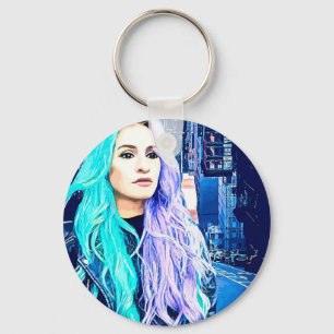 City Girl Abstract Surreal original Digital art Keychain