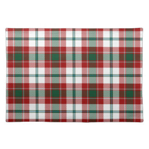 City Glasgow Tartain Plaid Green Maroon White Cloth Placemat