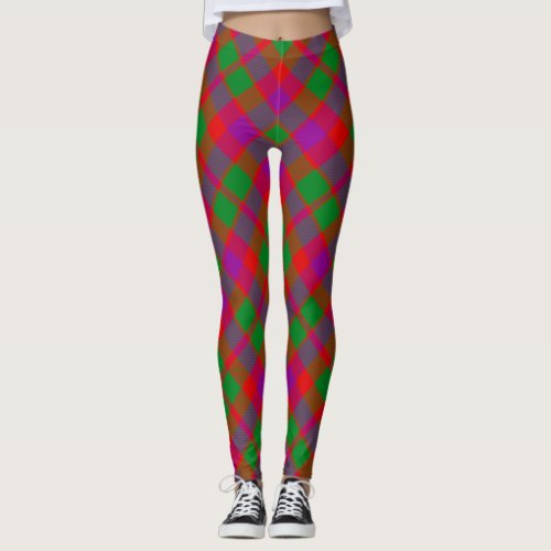 City Glasgow Tartain Plaid Green Red Purple Leggings