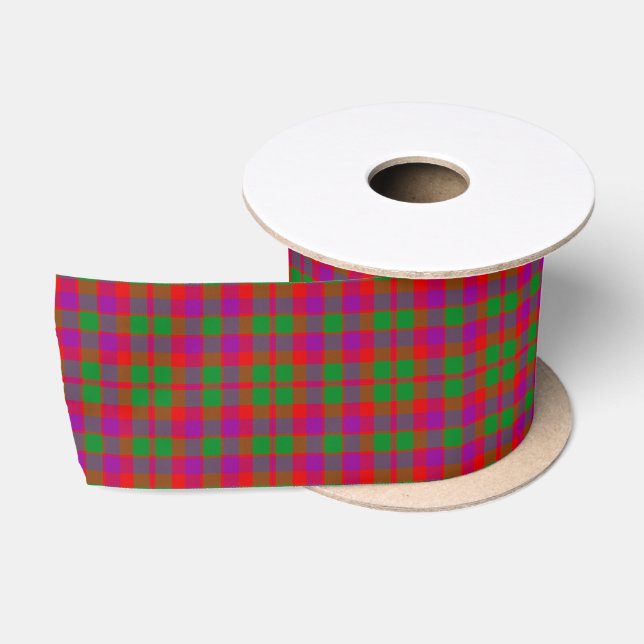 City Glasgow Tartain Plaid Green Red Purple Satin Ribbon (Spool)