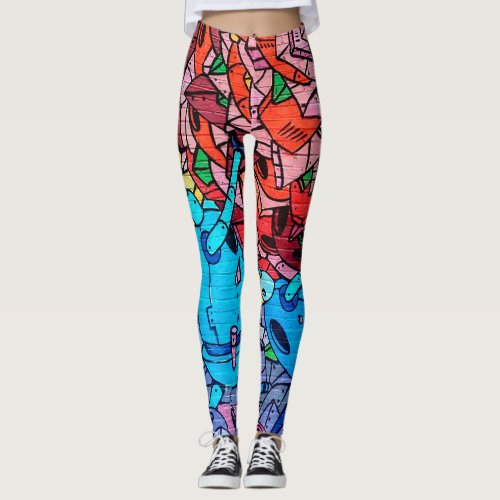 City Graffiti Street Art Brick Wall Leggings