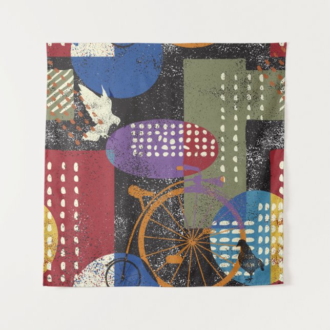 City grunge abstract, seamless vintage pattern. tapestry (Front)