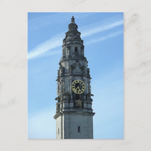 City Hall Clock Tower, Cardiff Postcard (Front)