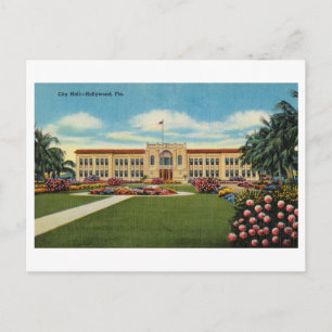City Hall in Hollywood, Florida, Vintage Travel Postcard