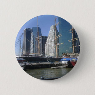 City Harbor Boats Pinback Button