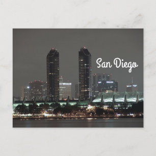 City Harbor Night San Diego Convention Center Postcard