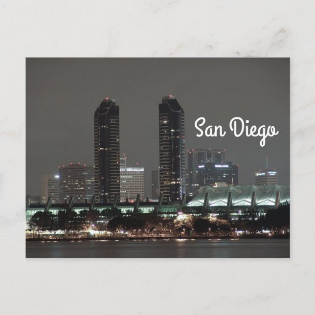 City Harbor Night San Diego Convention Center Postcard (Front)