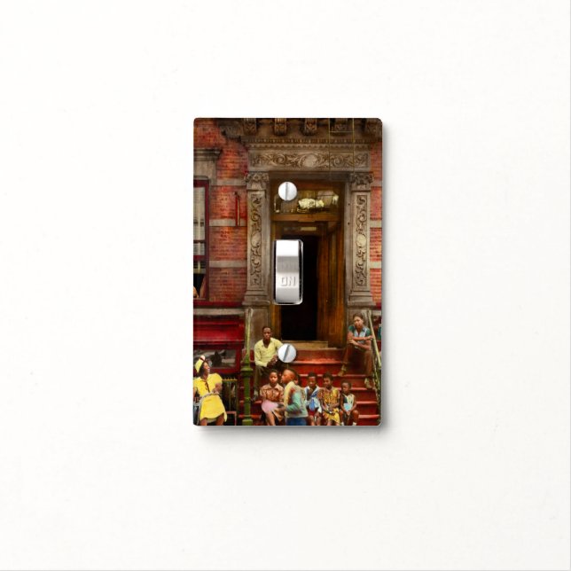 City - Harlem NY - Stoop life 1935 Light Switch Cover (In Situ)