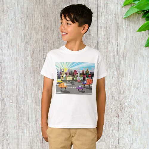 City Highway Cityscape And Traffic T_Shirt