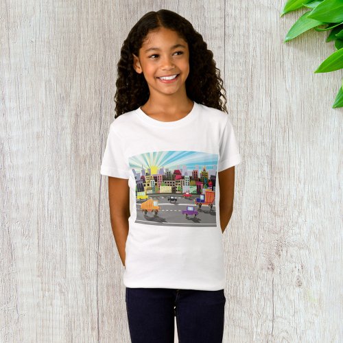 City Highway Cityscape And Traffic T_Shirt