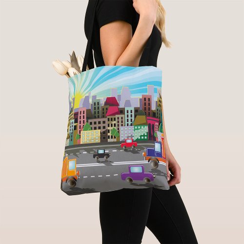 City Highway Cityscape And Traffic Tote Bag