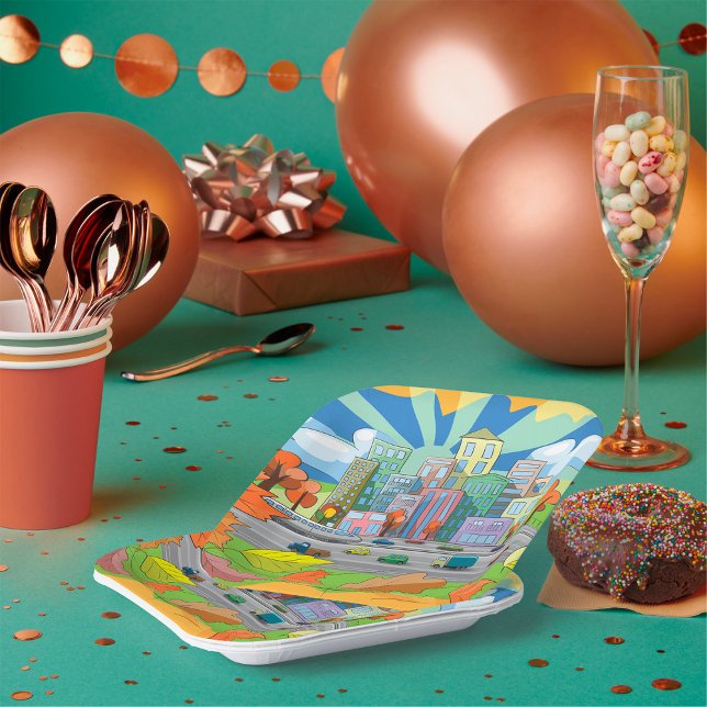 City In Autumn Paper Plates (Creator Uploaded)