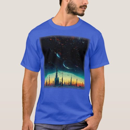 City In Space Artwork T_Shirt