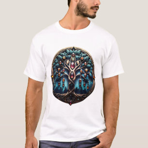 City in the shadow of the luxurious tree of life. T-Shirt