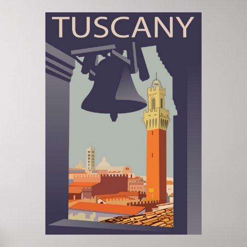City in Tuscany Italy View from Church Window Poster