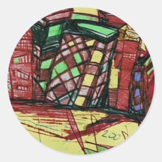 CITY ISLAND red Classic Round Sticker