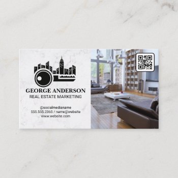 City Key Logo | Living Room | Qr Code  Business Card by lovely_businesscards at Zazzle