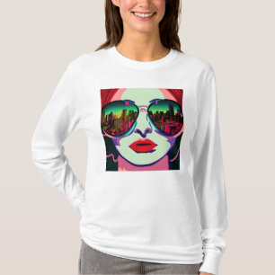 City Lady in Sunglasses Unique Colorful Art T-Shirt