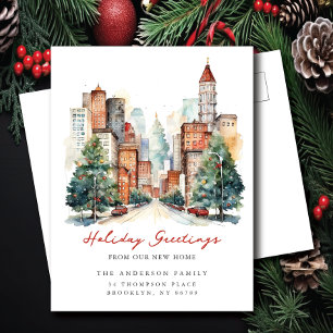 City Life City Christmas New Address Announcement Postcard