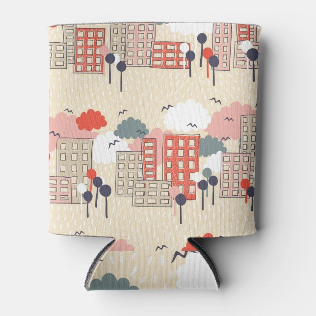 City Life: Seamless Pattern Can Cooler (Front)
