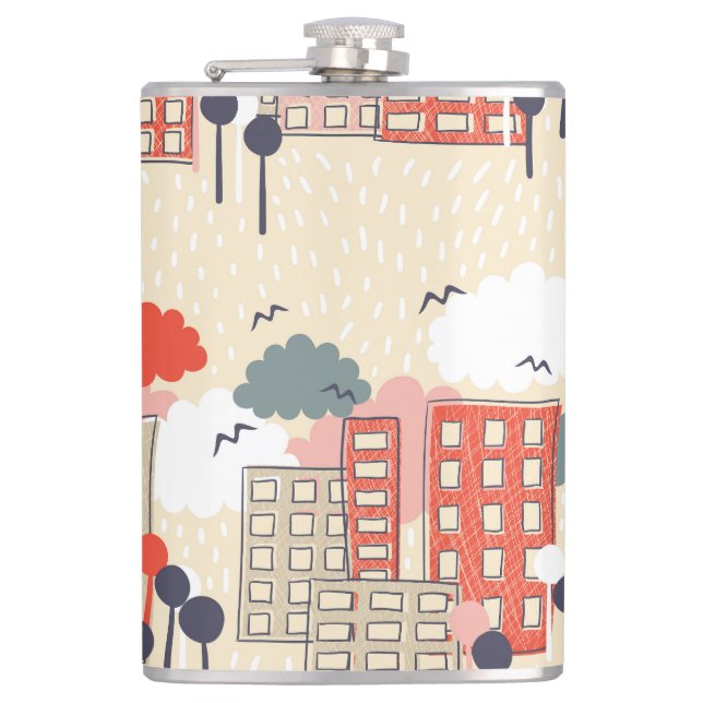 City Life: Seamless Pattern Flask (Front)