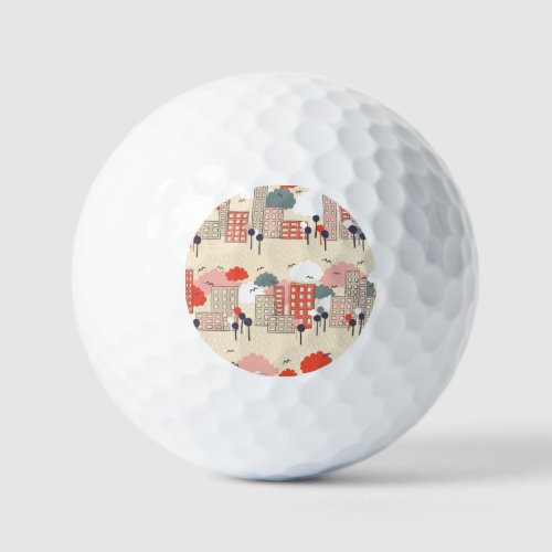 City Life Seamless Pattern Golf Balls