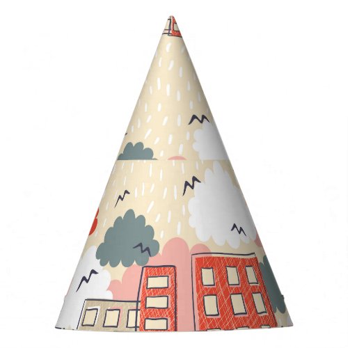 City Life Seamless Pattern Party Hat