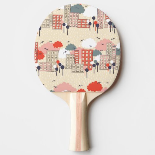 City Life Seamless Pattern Ping Pong Paddle