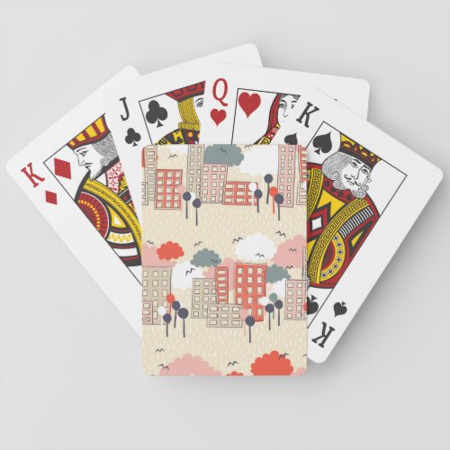 City Life Seamless Pattern Playing Cards